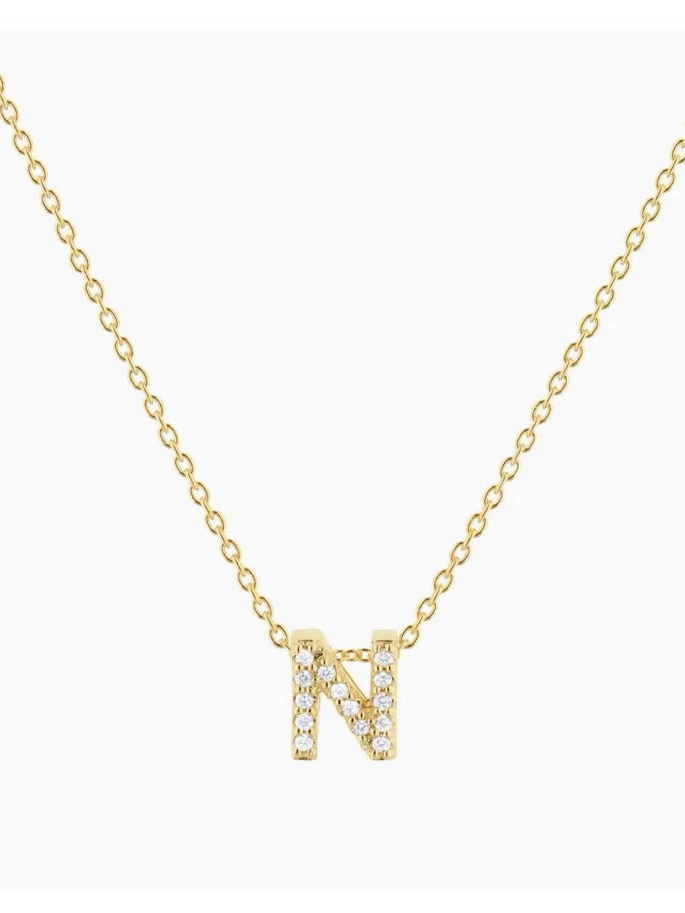 Roberto Coin Gold Initial N Necklace with Pavé Crystals